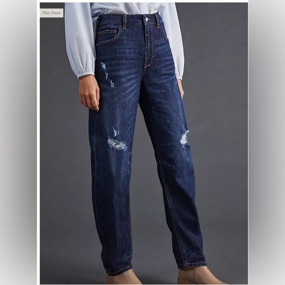 Pilcro The Bow Boyfriend Jeans Anthropologie Distressed Dark Wash Denim Size 31